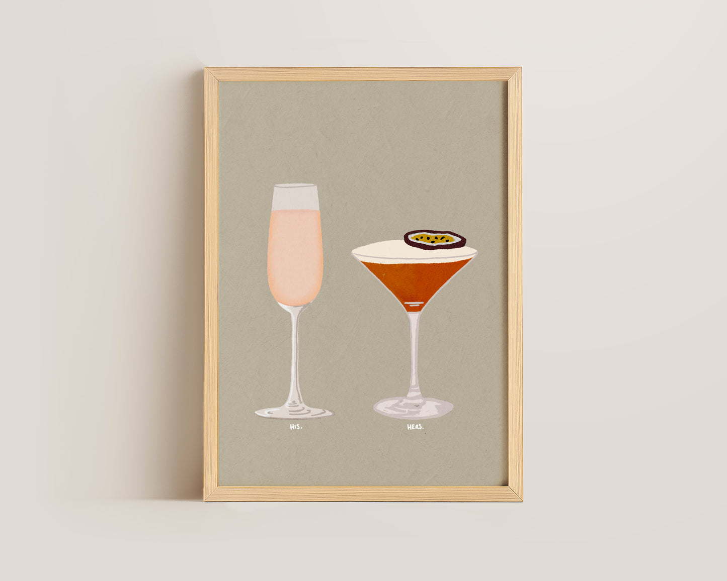 Pink Prosecco Glass & Pornstar Martini Print