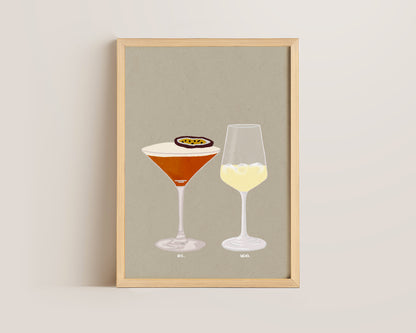 Pornstar Martini & White Wine Print
