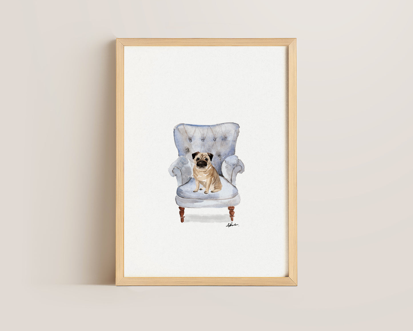 Pug in Chair Print