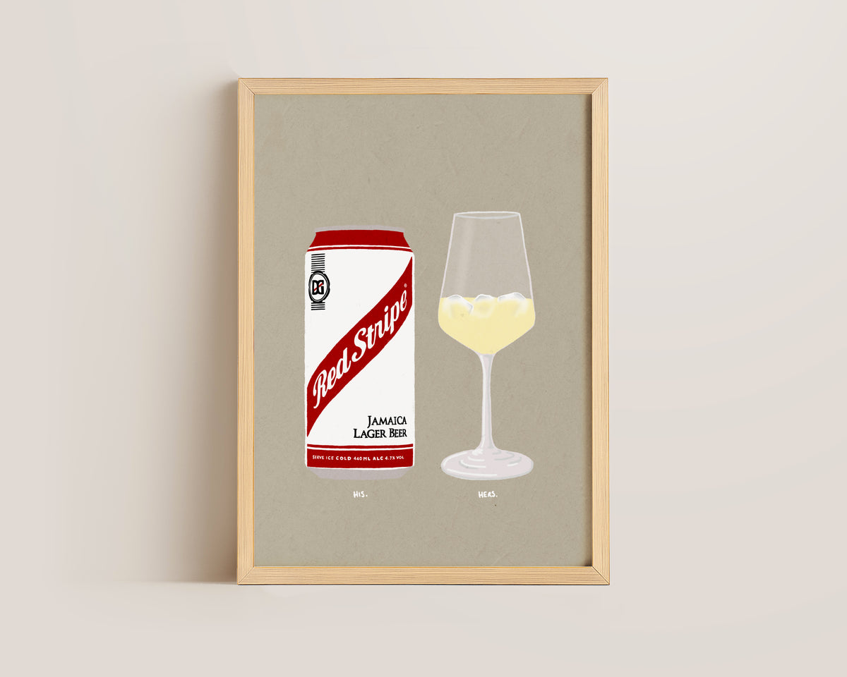 Red Stripe & White Wine Ice Print