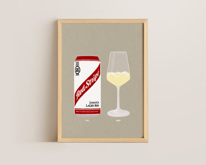 Red Stripe & White Wine Ice Print