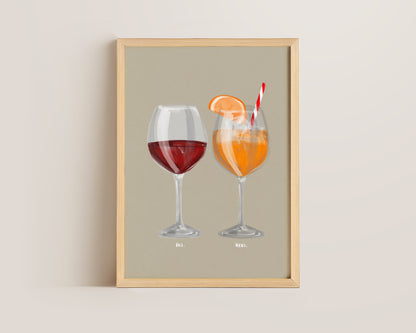 Red Wine & Aperol Spritz Couples Drink Print