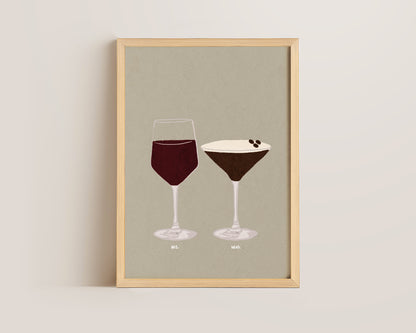 Red Wine & Espresso Martini Print