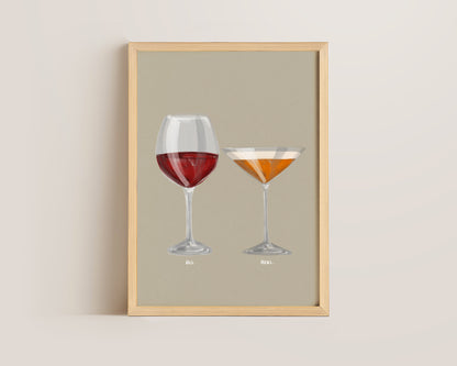 Red Wine & Pornstar Martini Couples Drink Print