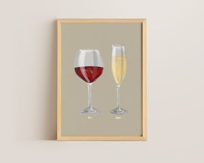 Red Wine & Prosecco Couples Drink Print