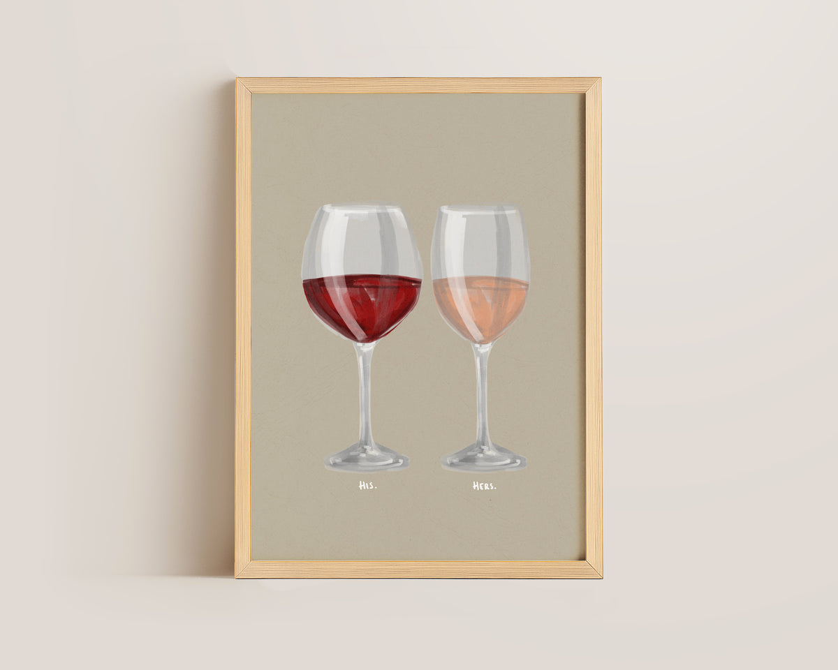 Red Wine & Rose Wine Couples Drink Print