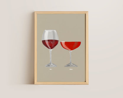 Red Wine & Strawberry Daiquiri Couples Drink Print