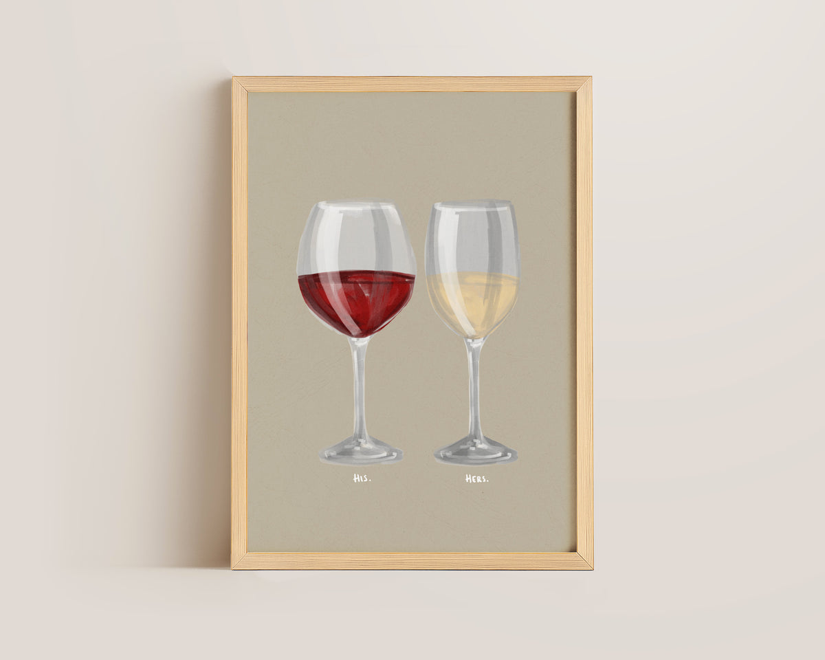 Red Wine & White Wine Couples Drink Print
