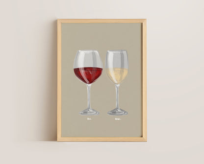 Red Wine & White Wine Couples Drink Print