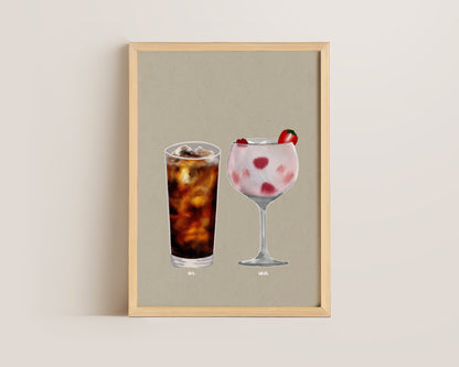 Rum Coke & Pink Gin Print