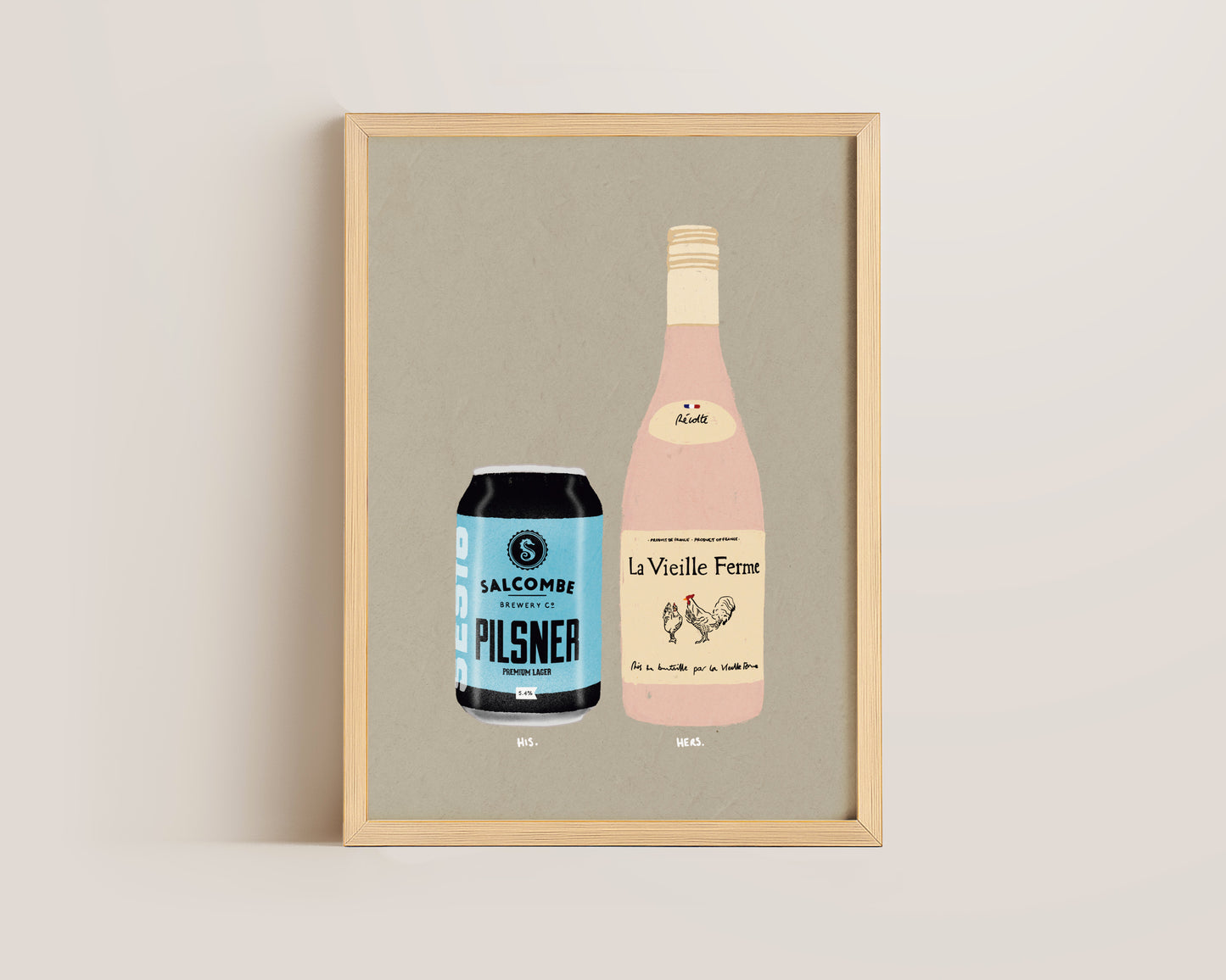 Salcombe Pilsner & Chicken Wine Print
