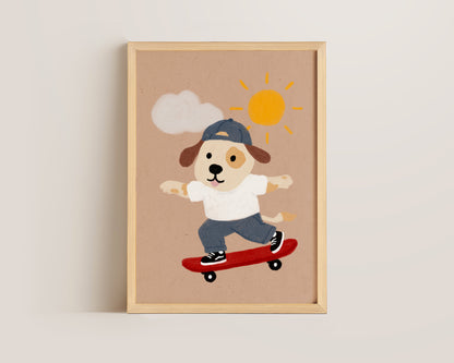 Skateboard Dog Print