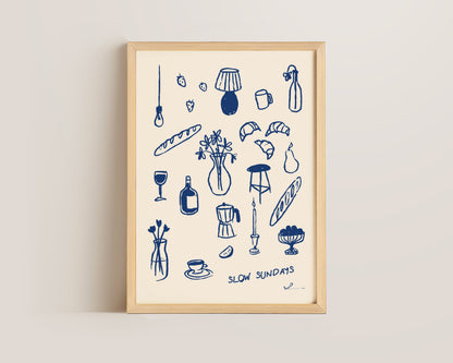 Slow Sundays In Blue Print