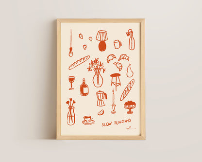 Slow Sundays In Orange Print