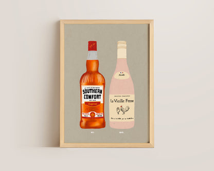 Southern Comfort & Chicken Wine Print