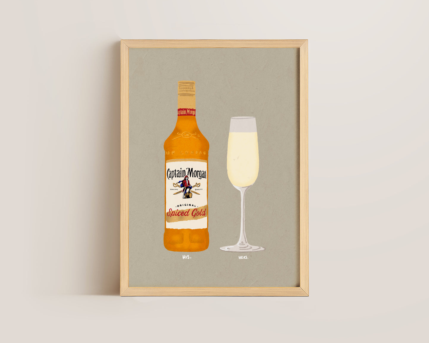 Spiced Rum & Prosecco Glass Print