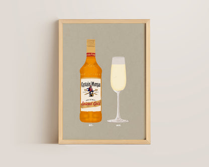 Spiced Rum & Prosecco Glass Print