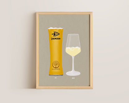Strongbow Pint & White Wine Print