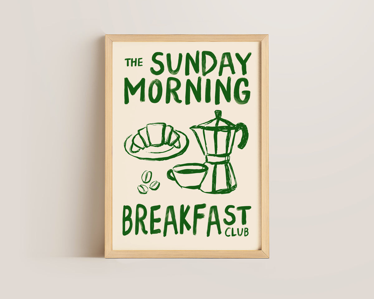 Sunday Morning Breakfast Club In Green Print