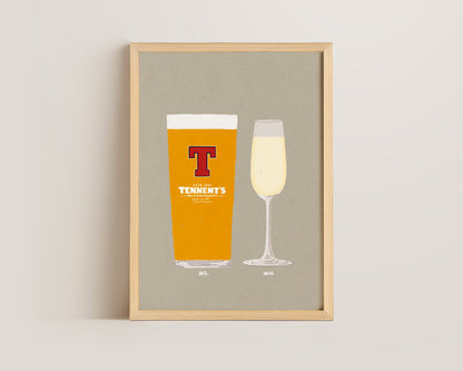 Tennent's & Prosecco Glass Print