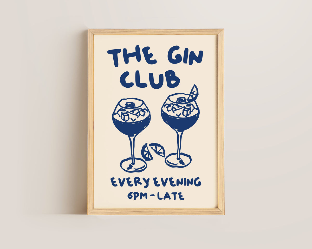 The Gin Club In Blue Print