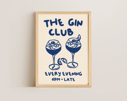 The Gin Club In Blue Print