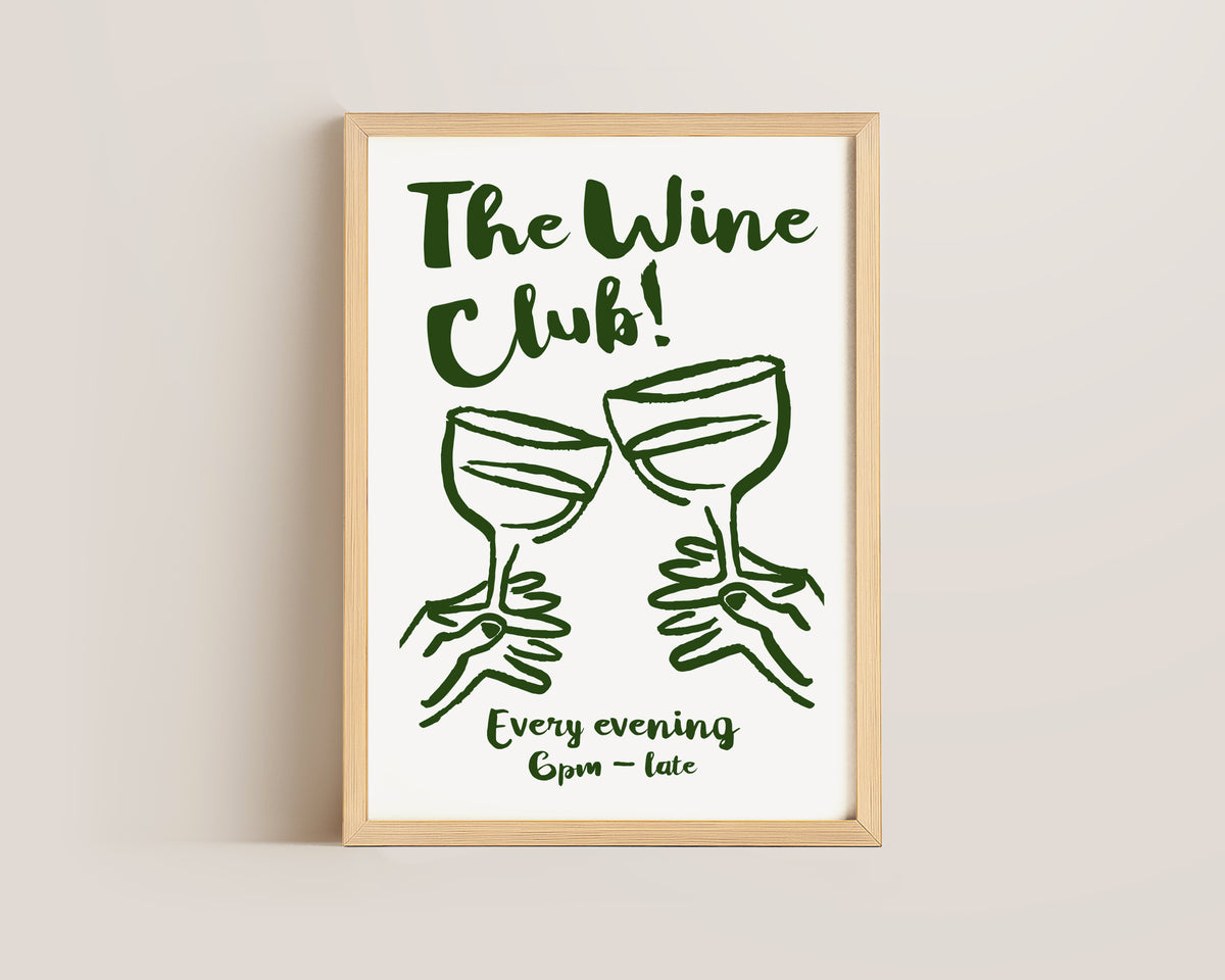 The Wine Club In Green Print