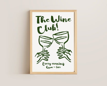 The Wine Club In Green Print