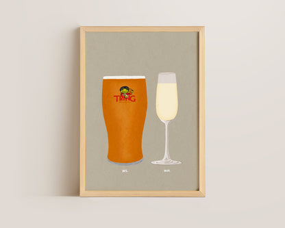 Tring Beer & Prosecco Glass Print