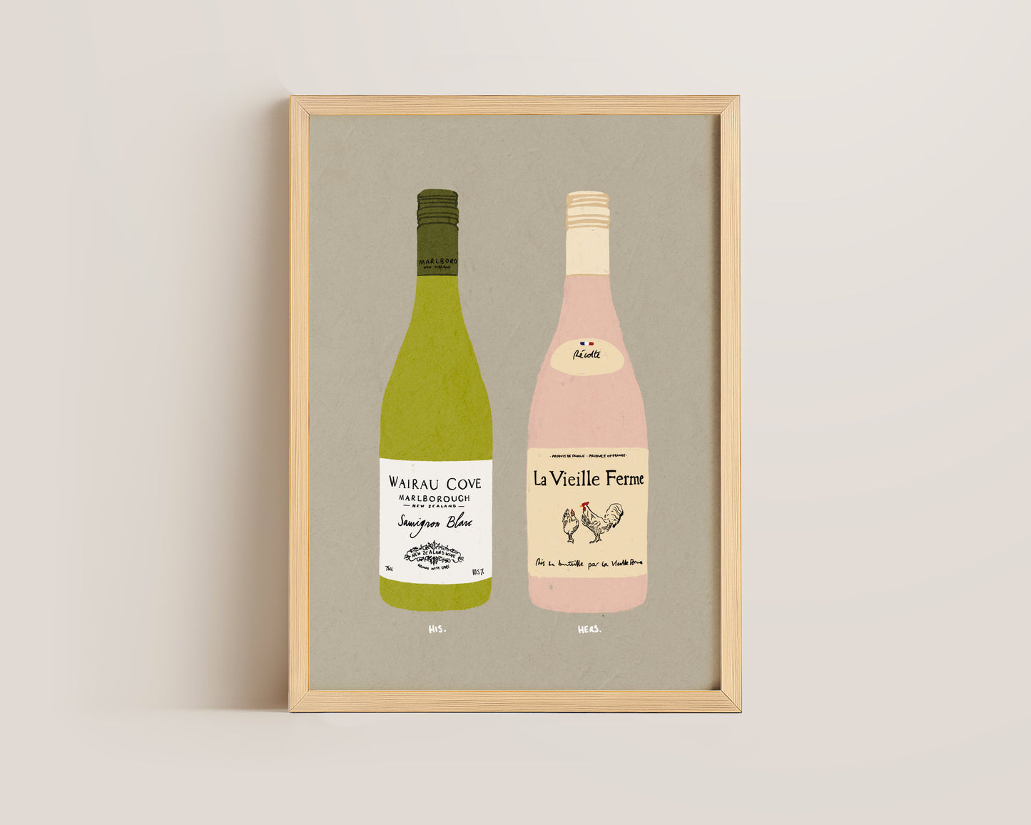 Wairau Cove & Chicken Wine Print