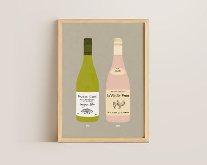 Wairau Cove & Chicken Wine Print