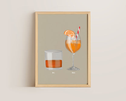 Whisky & Aperol Spritz Couples Drink Print