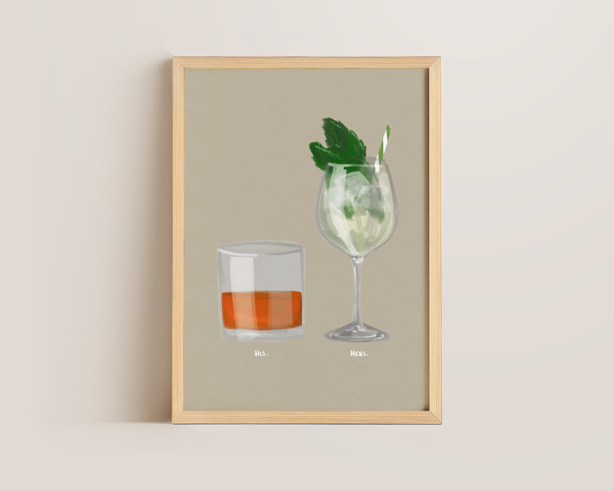 Whisky & Hugo Spritz Couples Drink Print