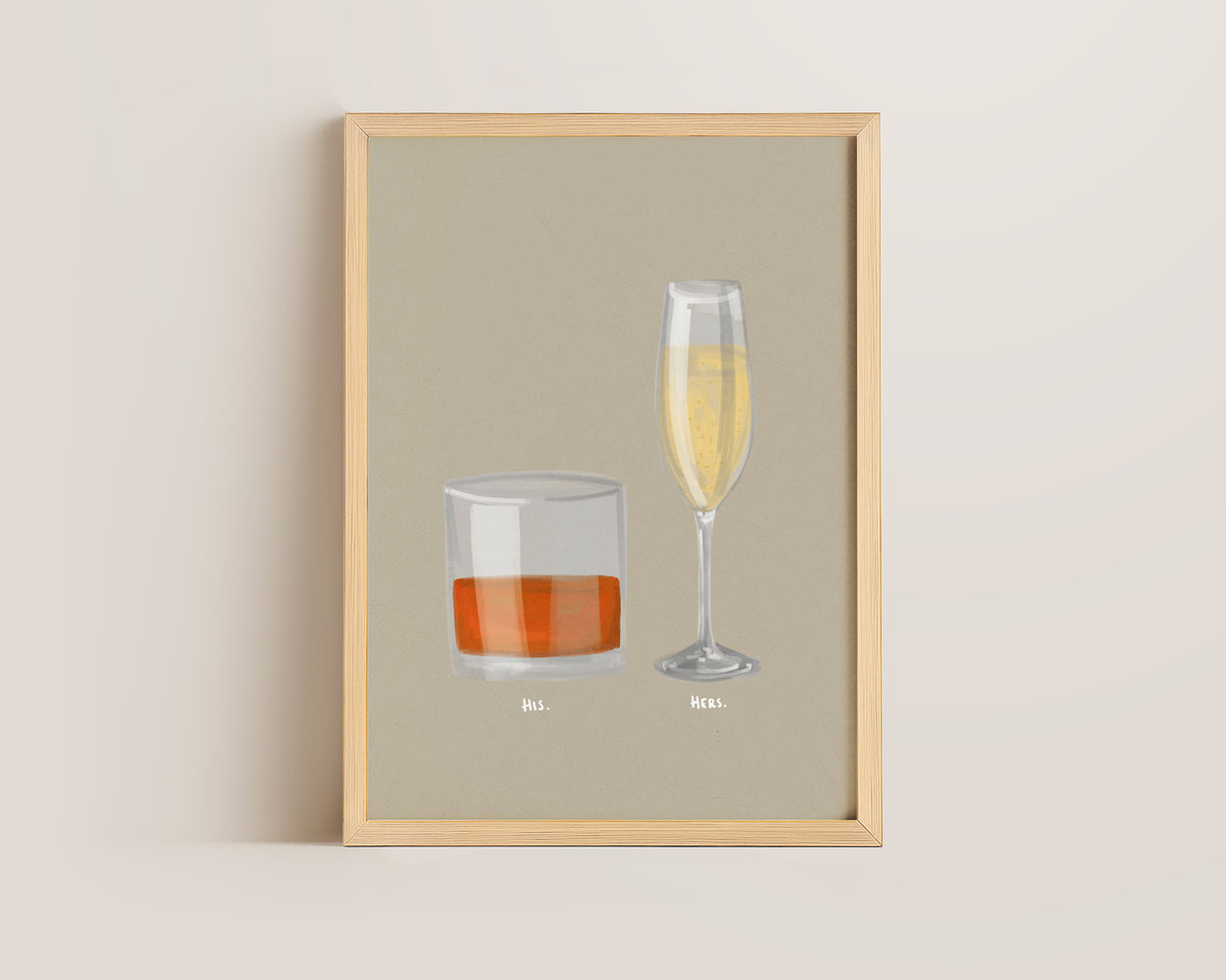 Whisky & Prosecco Couples Drink Print