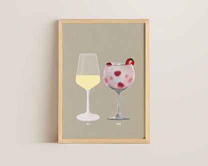 White Wine & Pink Gin Print