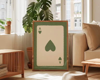 Ace Of Hearts Green Print