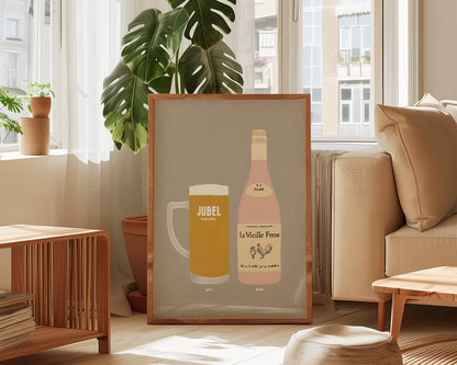 Jubel & Chicken Wine Print