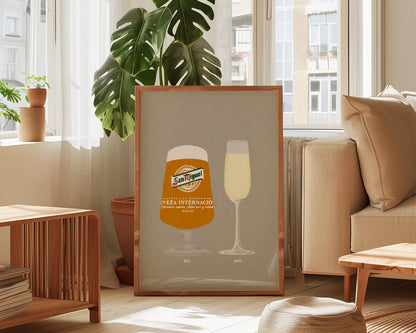 San Miguel & Prosecco Glass Print