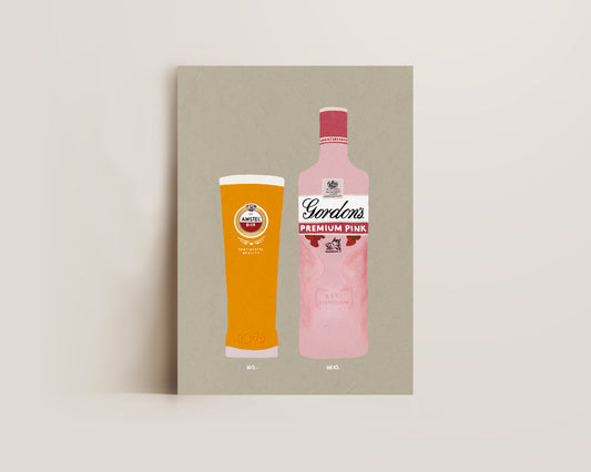 Amstel & Gordons Pink Gin Print