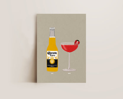 Corona & Strawberry Daiquiri Print