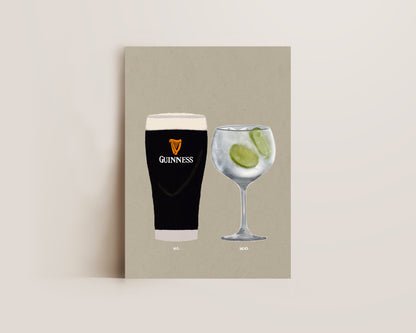 Guinness And Gin & Tonic Print