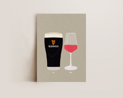 Guinness & Rose Wine Print