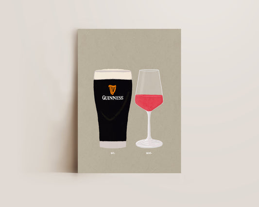 Guinness & Rose Wine Print