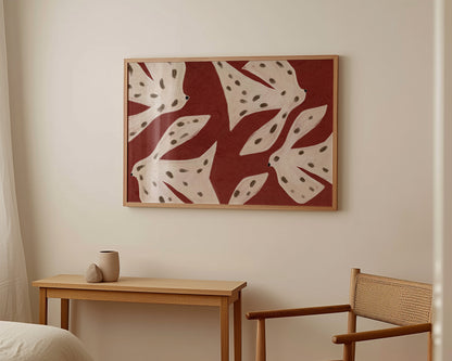 Spotted Birds Folk Art Print