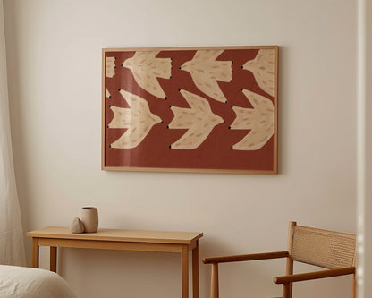Formation Folk Art Bird Print – Burnt Earth