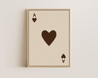 Ace Of Hearts Brown Canvas