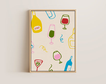 Colourful Wine Glasses Canvas