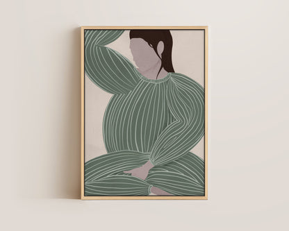 Green Striped Lady No.2 Canvas