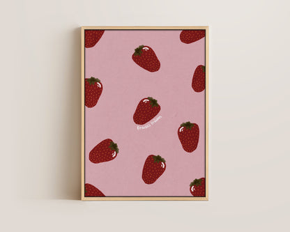 Pink Strawberries Canvas