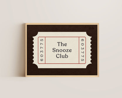 The Snooze Club Ticket Canvas